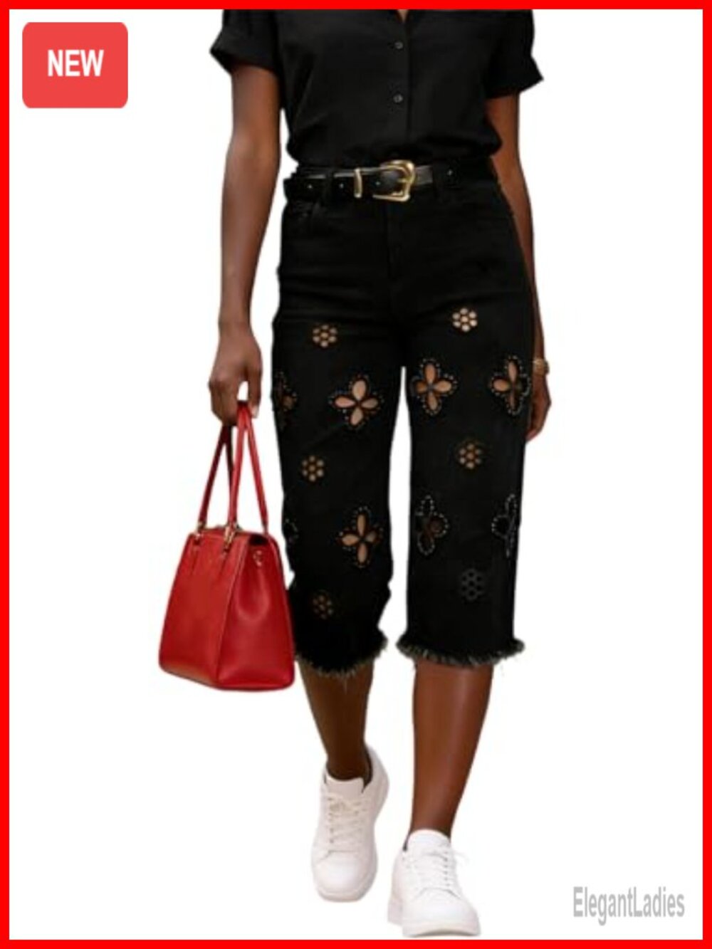 High Waisted Floral Bermuda Jean Shorts Raw Hem Distressed Pearl